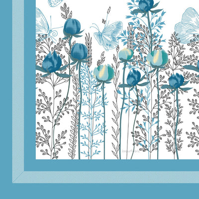 Azure Breeze Floral Butterfly King Size Bedsheet
