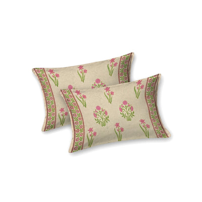 Sand Base Bright Pink Floral Hand Block Print King Size 100% Pure Cotton Bedsheet