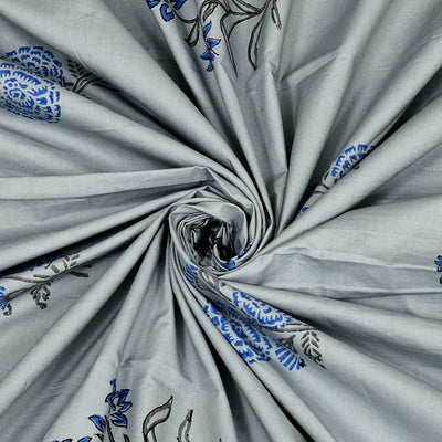 Slate Blue Base Indigo Paisley Hand Block Print King Size 100% Pure Cotton Bedsheet