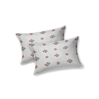 Pearl Grey Base Geometric Floral Hand Block Print King Size 100% Best Pure Cotton Bedsheet