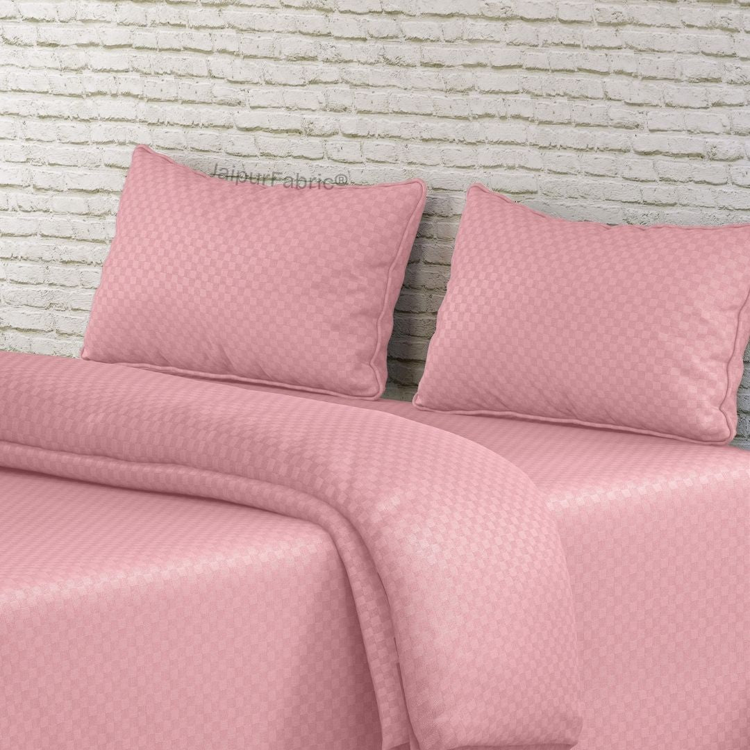 Dusty Rose Premium 100% Cotton 300TC Jacquard Weave Bedsheet | Set of 1 Bedsheet and 2 Pillow Covers (108" X 108")