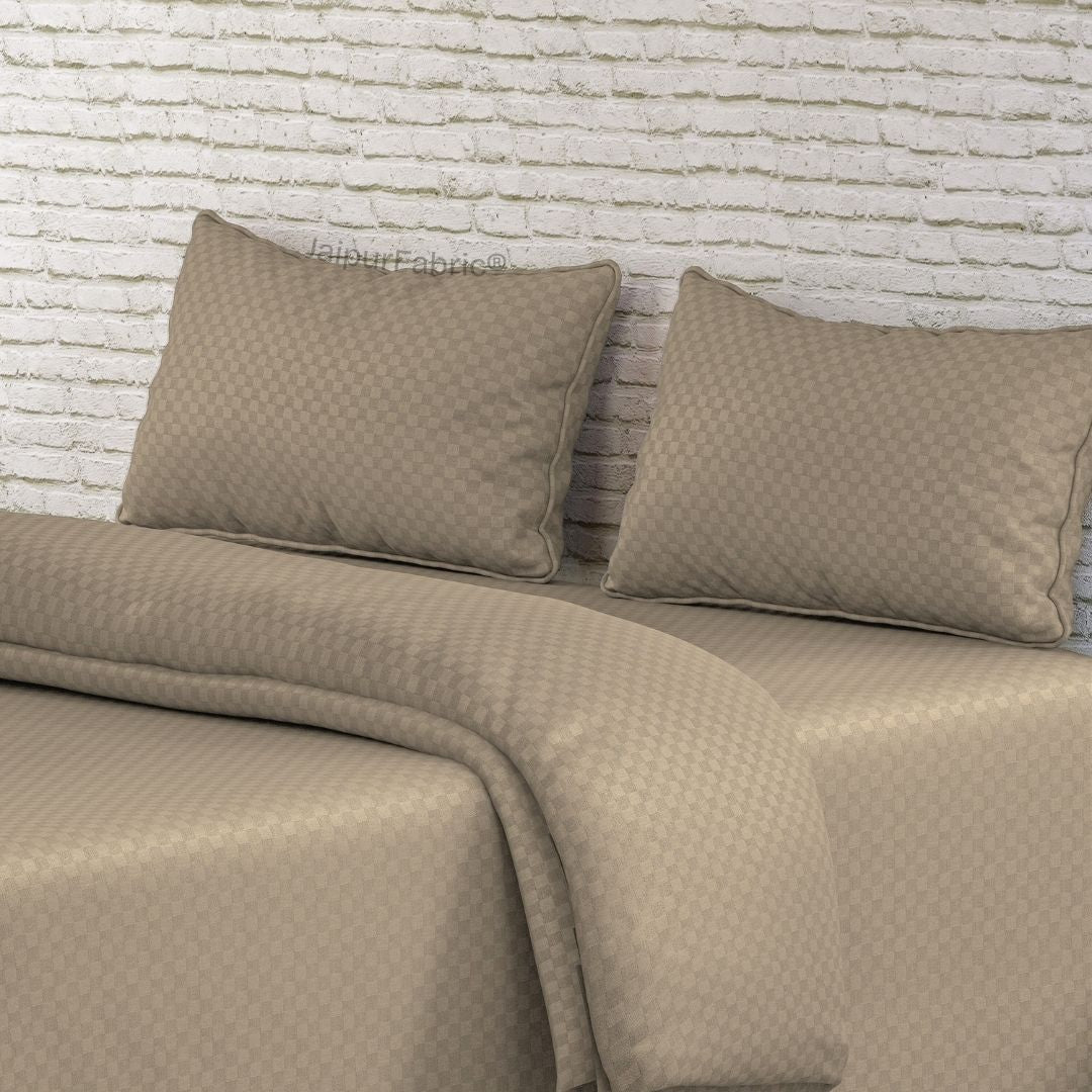 Mocha Premium 100% Cotton 300TC Jacquard Weave Bedsheet | Set of 1 Bedsheet and 2 Pillow Covers (108" X 108")