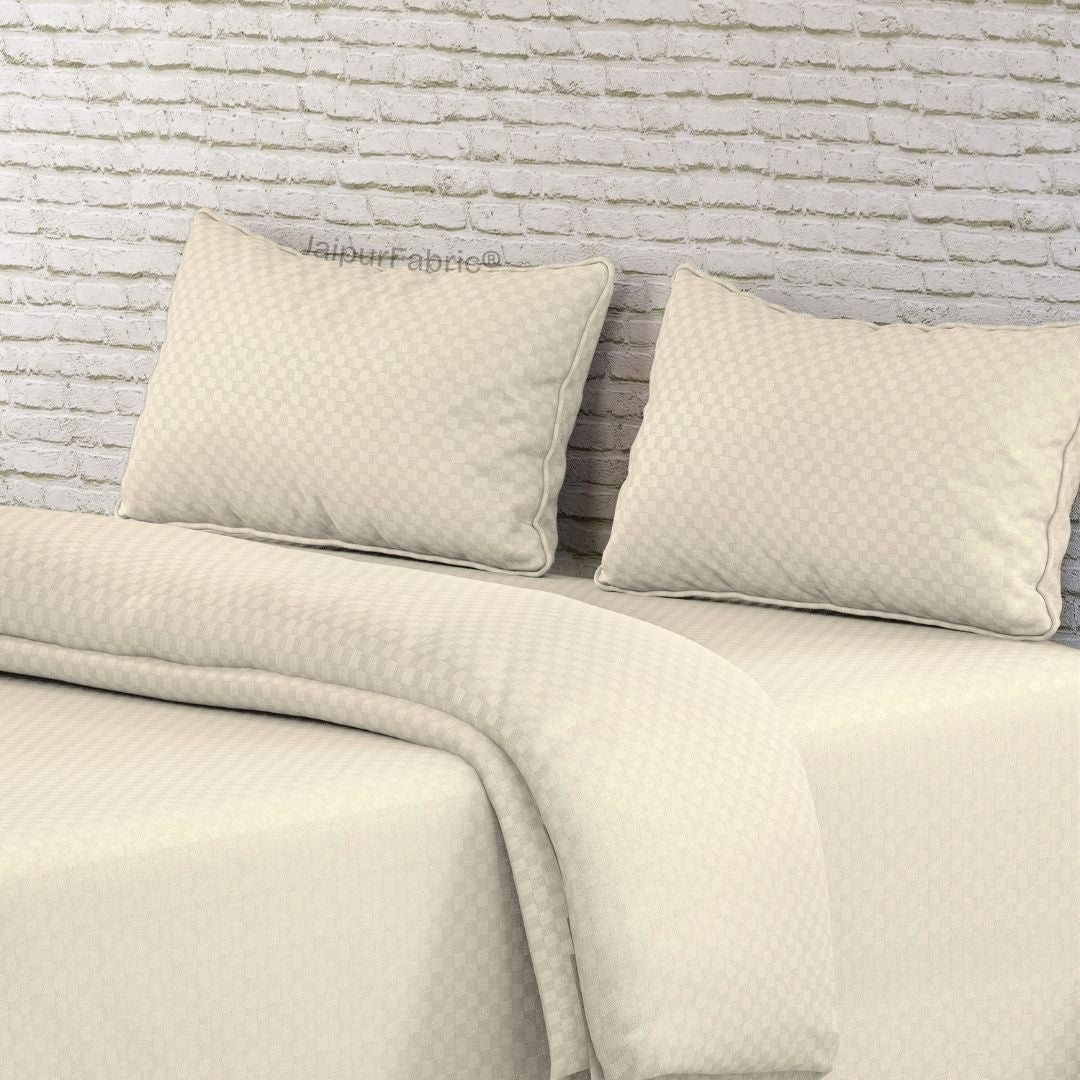 Pearl Premium 100% Cotton 300TC Jacquard Weave Bedsheet | Set of 1 Bedsheet and 2 Pillow Covers (108" X 108")