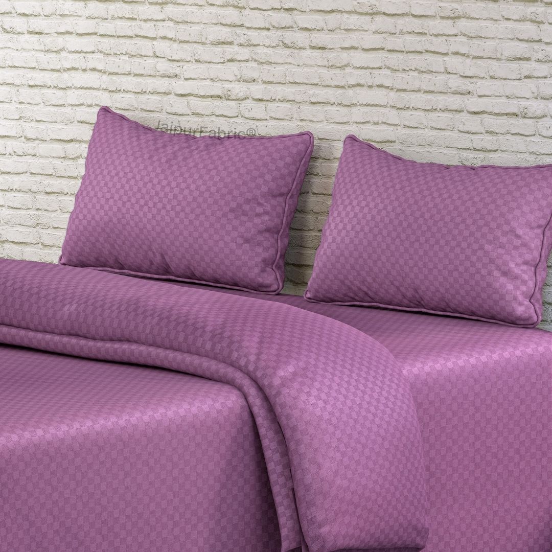 Plum Premium 100% Cotton 300TC Jacquard Weave Bedsheet | Set of 1 Bedsheet and 2 Pillow Covers (108" X 108")