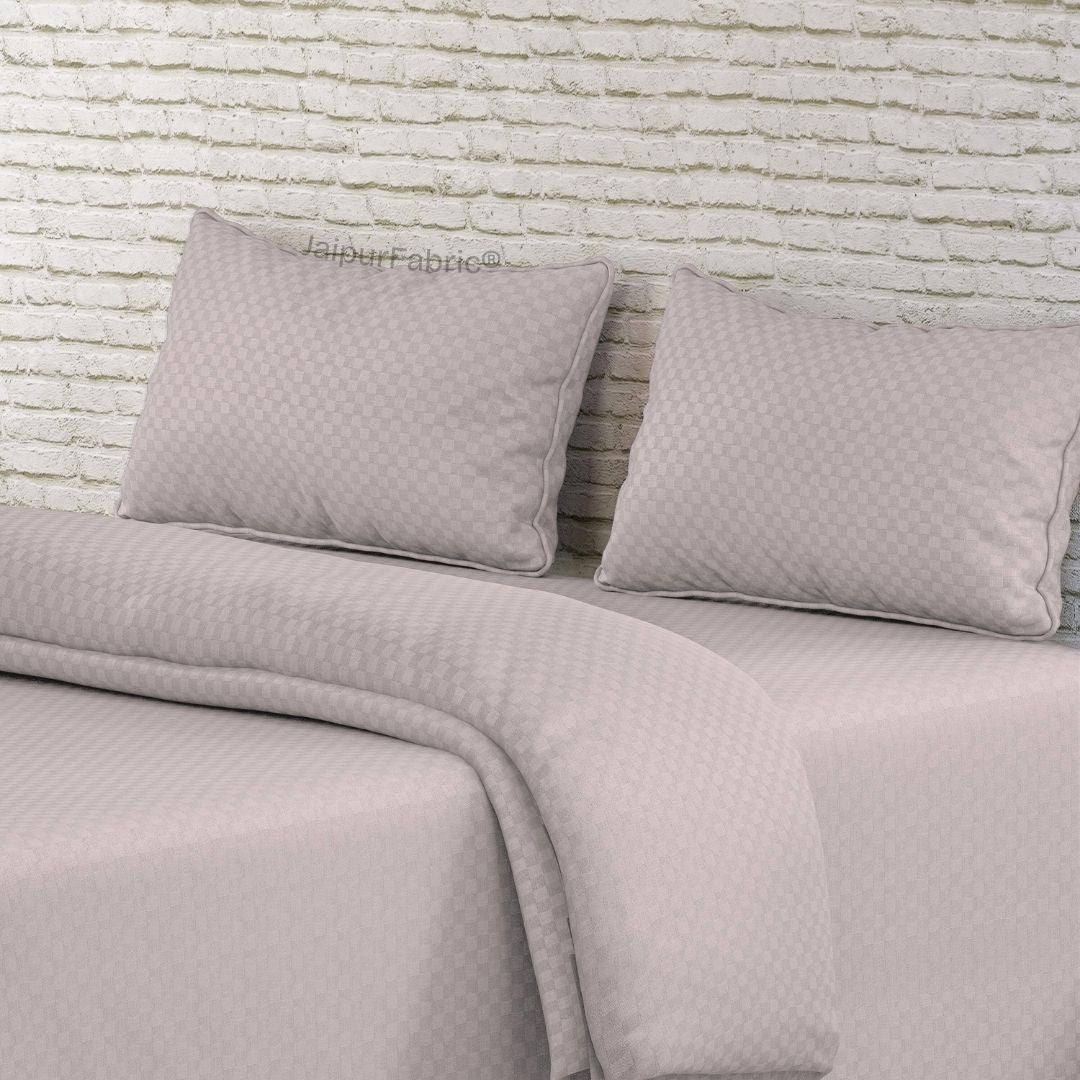 Light Sandal Premium 100% Cotton 300TC Jacquard Weave Bedsheet | Set of 1 Bedsheet and 2 Pillow Covers (108" X 108")