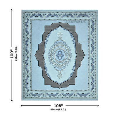 Teal Lotus Sutra Abundance Pure Cotton King Size Bedsheet