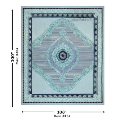 Shubh Labh Teal Elegance Luxurious Pure Cotton King Size Bedsheet
