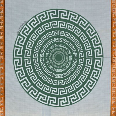 Green and Golden Gemoetric Maze Pure Cotton King Size Bedsheet