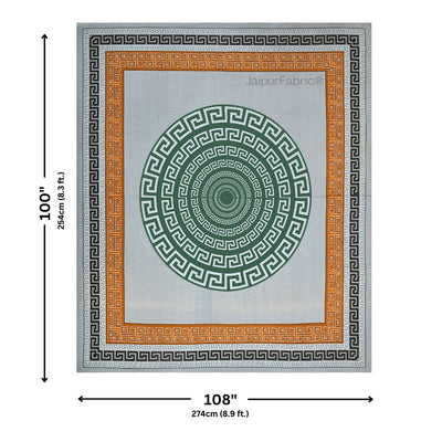 Green and Golden Gemoetric Maze Pure Cotton King Size Bedsheet
