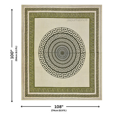 Green Gemoetric Maze Pure Cotton King Size Bedsheet