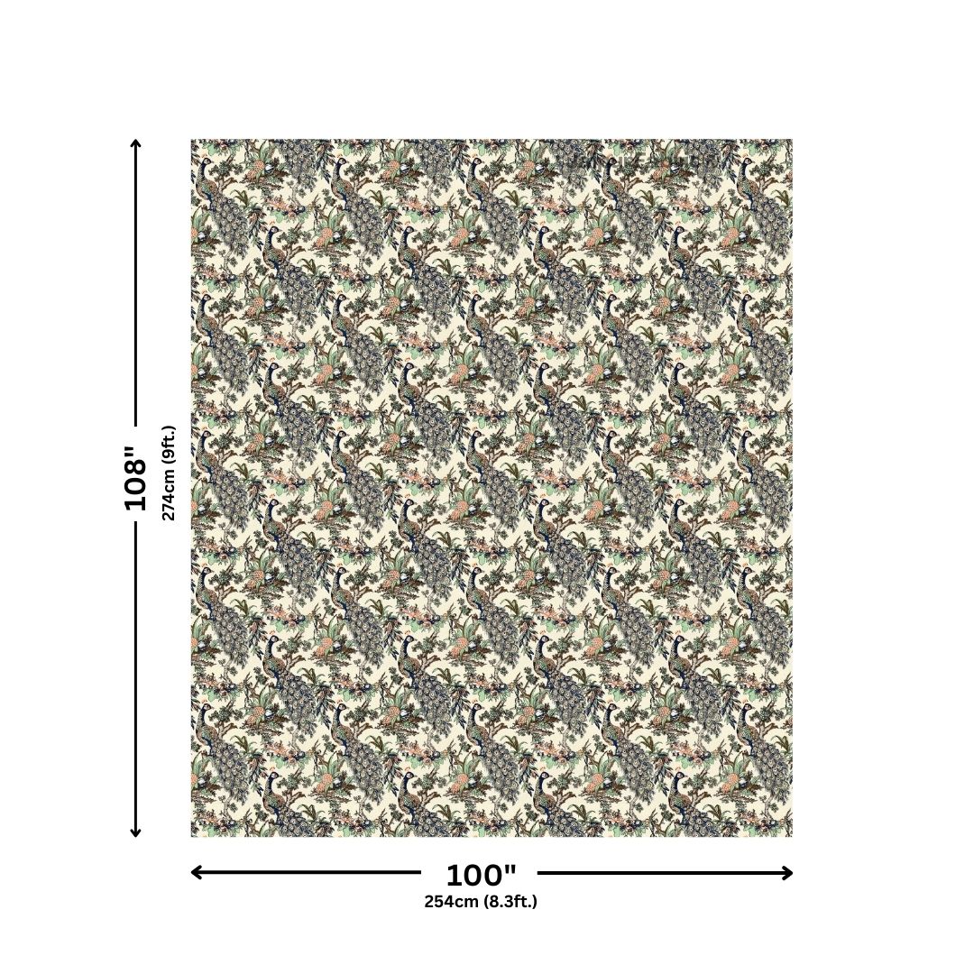 Mayura Royal Feather Beige Bloom Pure Cotton King Size Bedsheet