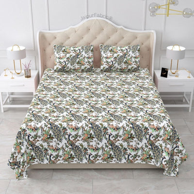 Mayura Royal Feather Ivory Harmony Pure Cotton King Size Bedsheet