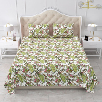 Mayura Royal Feather Pink Grove Pure Cotton King Size Bedsheet