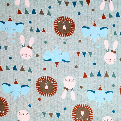 Animal Carnival Pastel Blue Soft Cotton Kids Bed Sheet Combo of 2