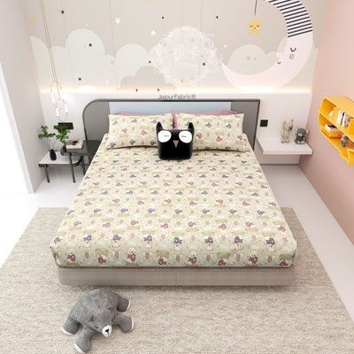 Artist of the Future Light Beige Soft Cotton Kids Bed Sheet Combo of 2