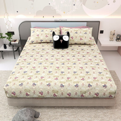 Artist of the Future Light Beige Soft Cotton Kids Bed Sheet Combo of 2