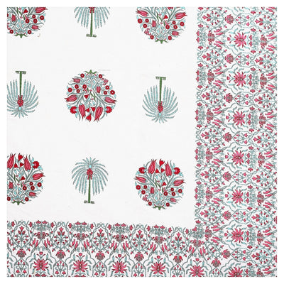 Palm Medallion Rosewood Pure Cotton King Size Bedsheet