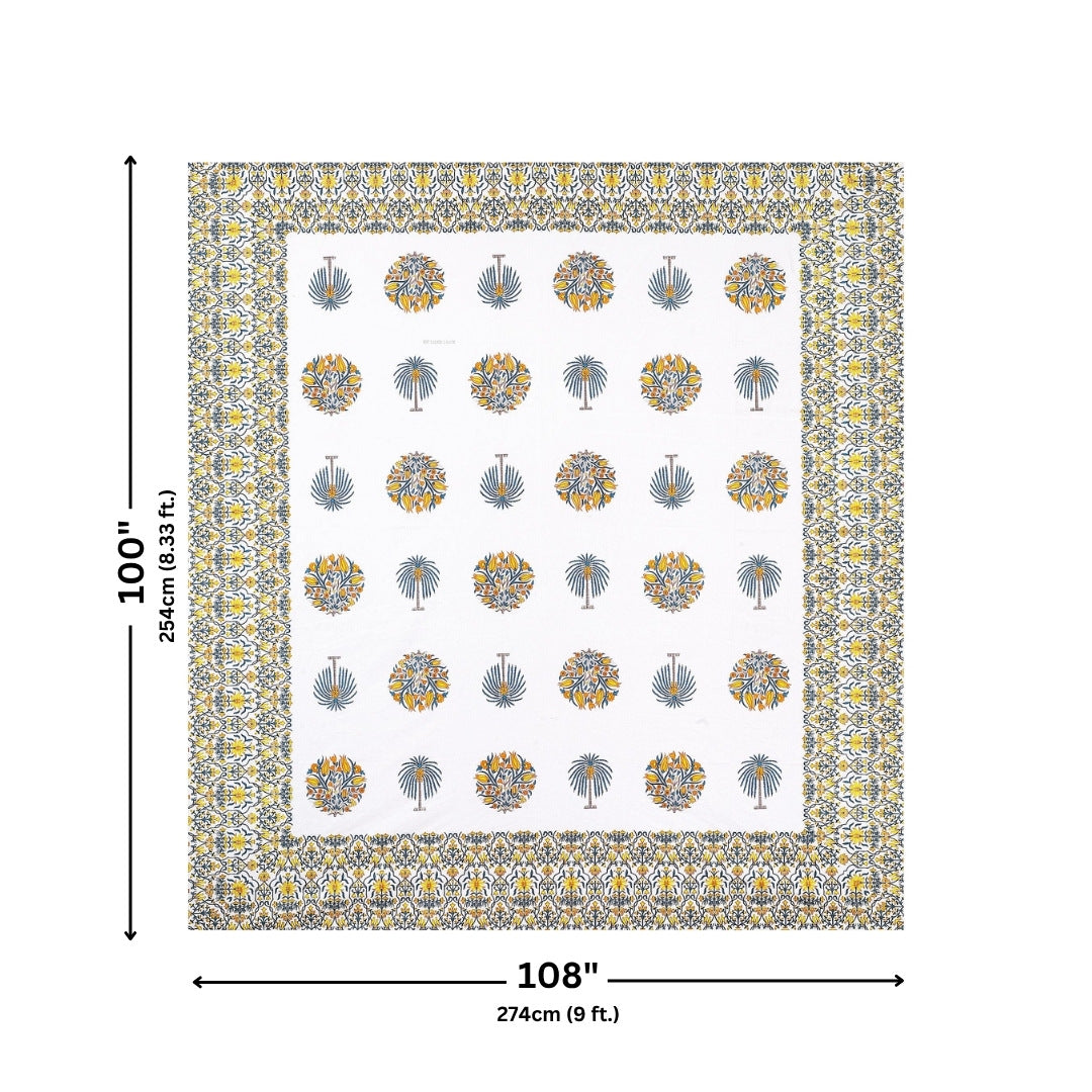 Palm Medallion Sunflower Pure Cotton King Size Bedsheet
