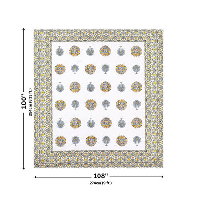 Palm Medallion Sunflower Pure Cotton King Size Bedsheet