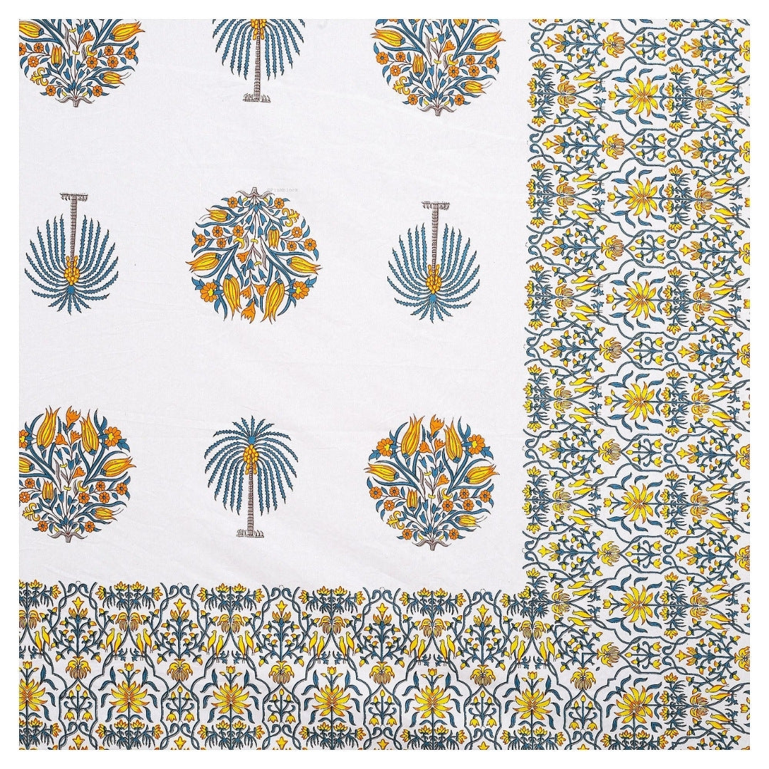 Palm Medallion Sunflower Pure Cotton King Size Bedsheet