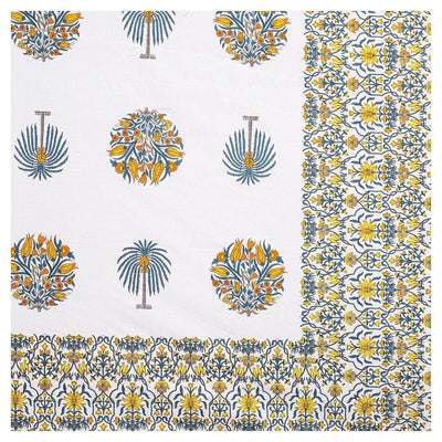 Palm Medallion Sunflower Pure Cotton King Size Bedsheet