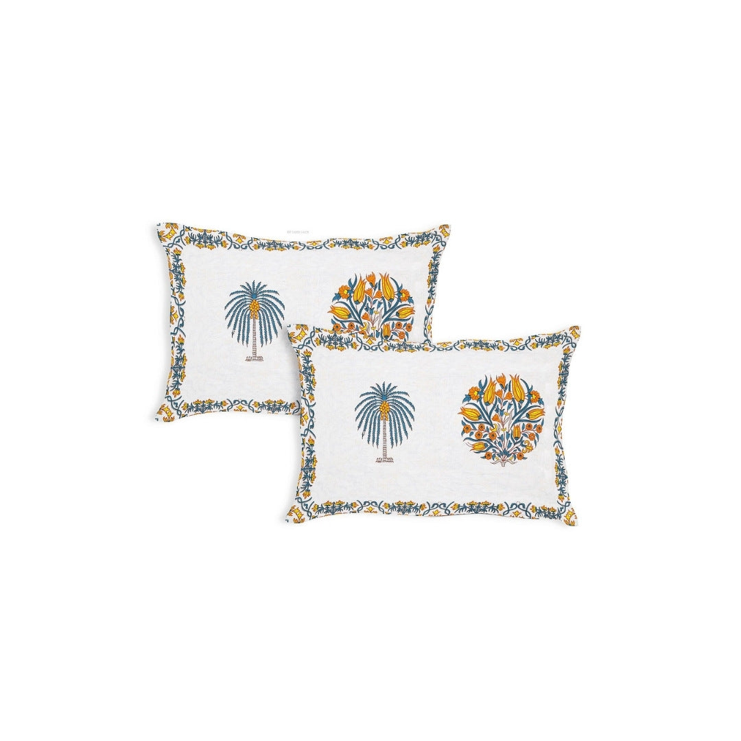 Palm Medallion Sunflower Pure Cotton King Size Bedsheet