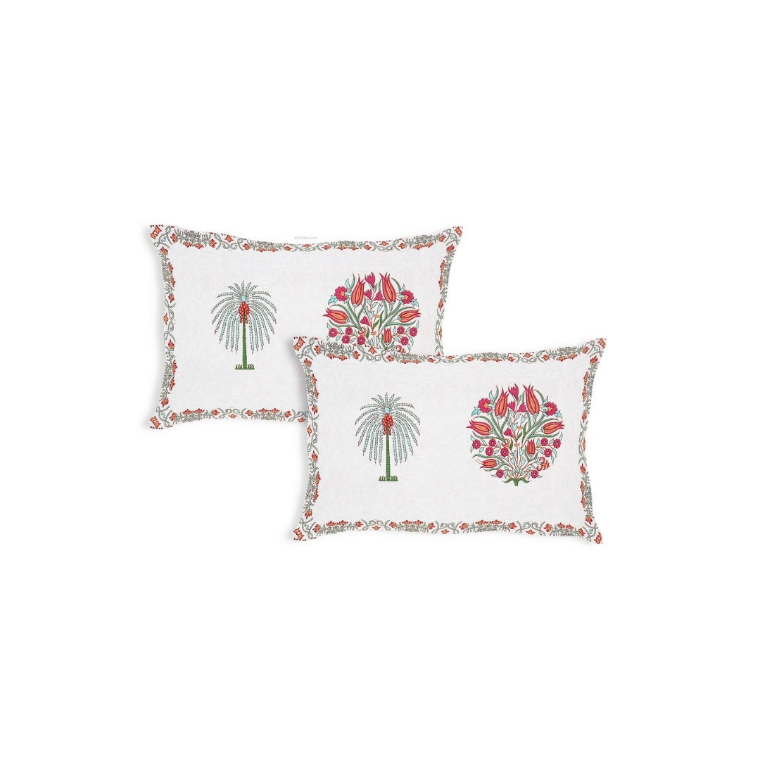 Palm Medallion Coral Pure Cotton King Size Bedsheet