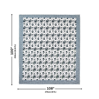 Trellis Bouquet Navy Pure Cotton King Size Bedsheet