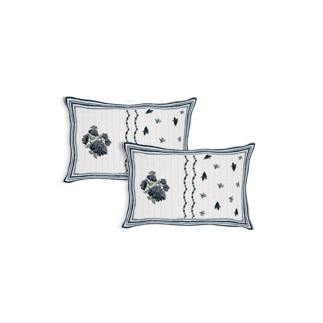 Trellis Bouquet Navy Pure Cotton King Size Bedsheet