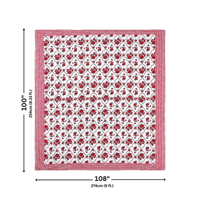 Trellis Bouquet Crimson Pure Cotton King Size Bedsheet