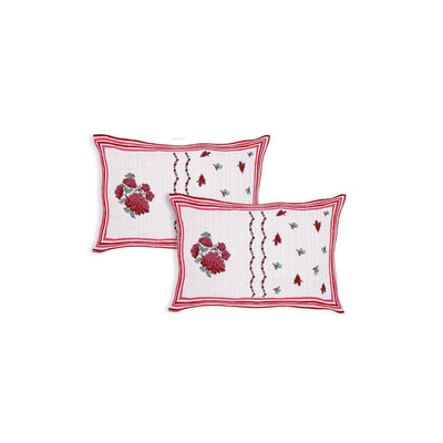 Trellis Bouquet Crimson Pure Cotton King Size Bedsheet