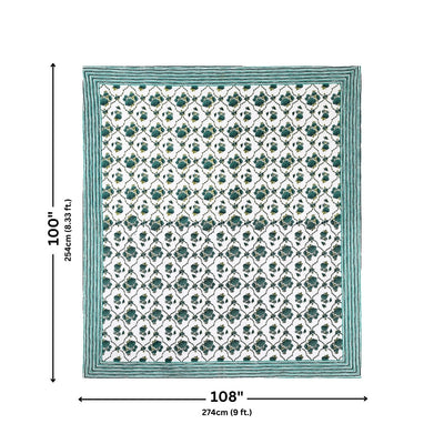 Trellis Bouquet Teal Pure Cotton King Size Bedsheet