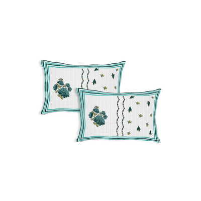 Trellis Bouquet Teal Pure Cotton King Size Bedsheet