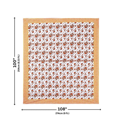 Trellis Bouquet Rust Pure Cotton King Size Bedsheet