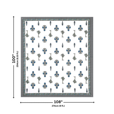 Botanical Sprig Indigo Pure Cotton King Size Bedsheet