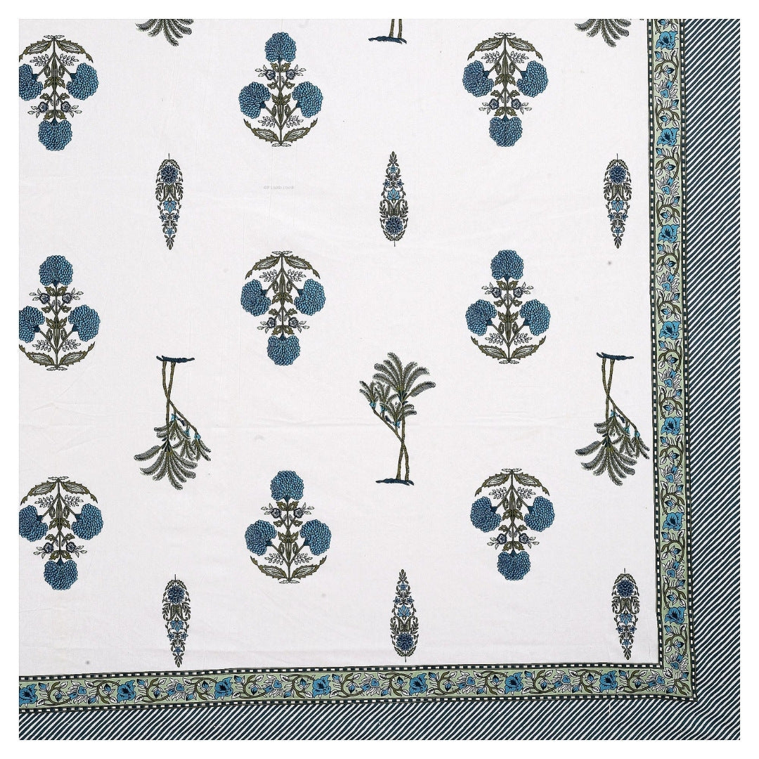 Botanical Sprig Indigo Pure Cotton King Size Bedsheet