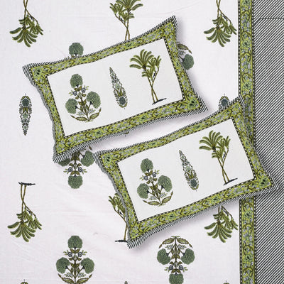 Botanical Sprig Sage Pure Cotton King Size Bedsheet