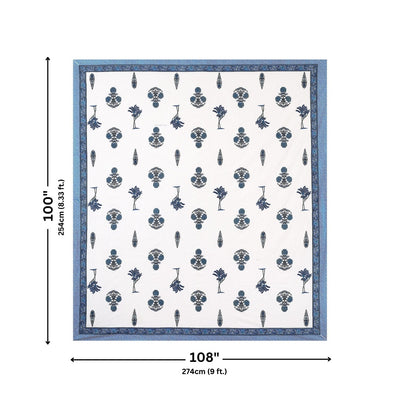 Botanical Sprig Powder Blue Pure Cotton King Size Bedsheet
