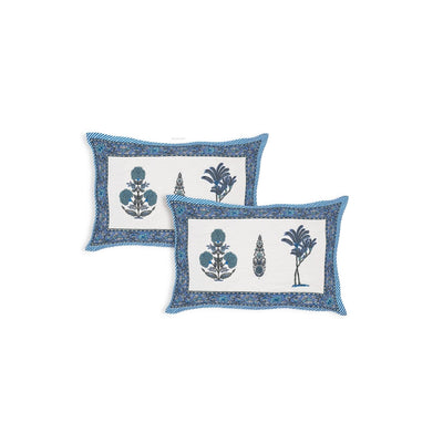Botanical Sprig Powder Blue Pure Cotton King Size Bedsheet