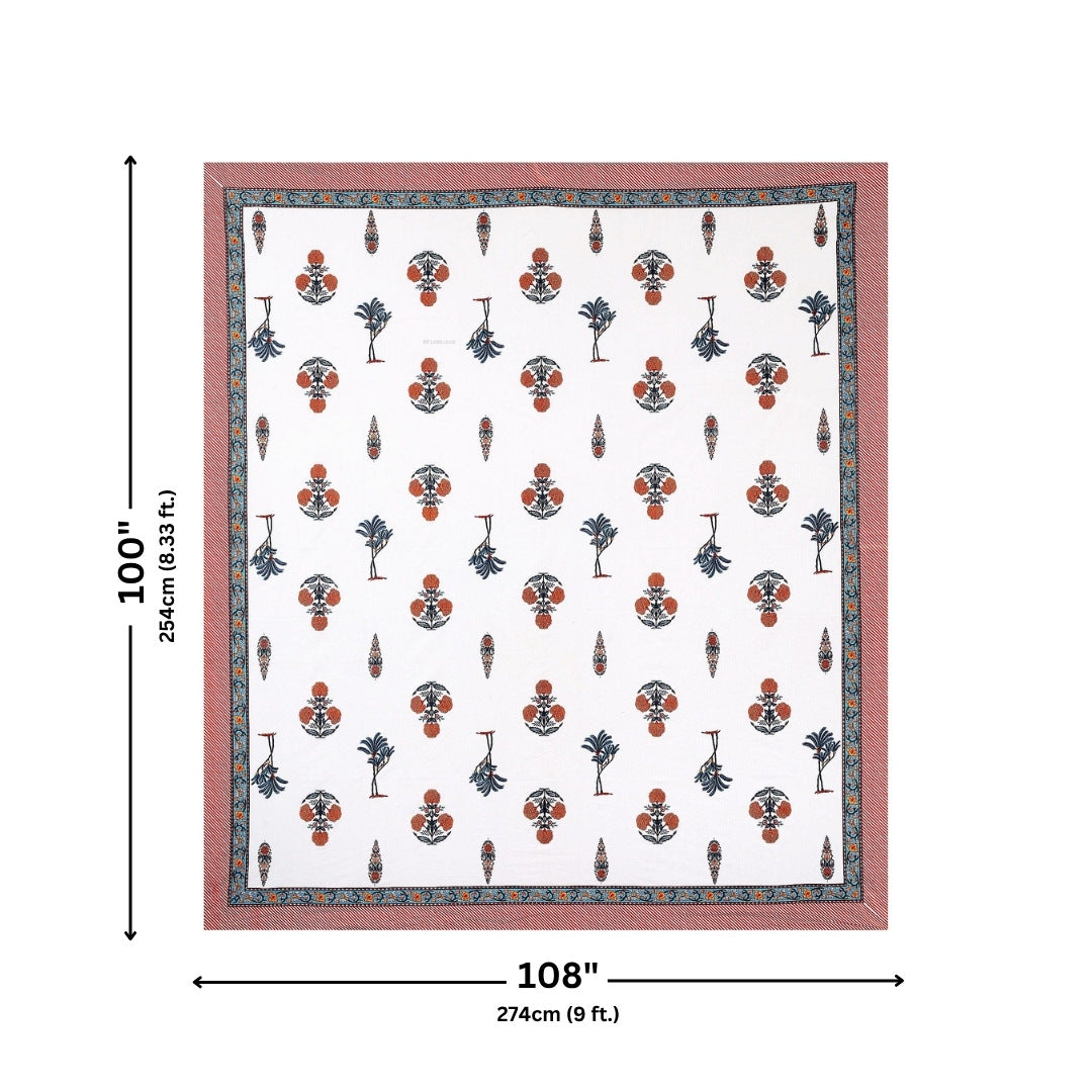 Botanical Sprig Terracotta Pure Cotton King Size Bedsheet