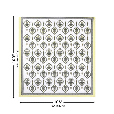 Ogee Medallion Mustard Pure Cotton King Size Bedsheet