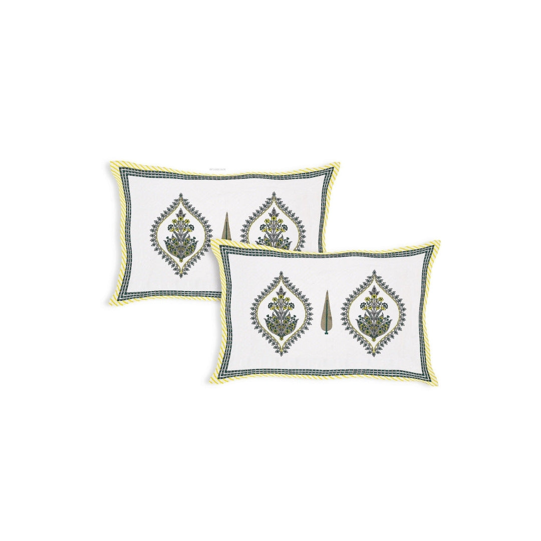 Ogee Medallion Mustard Pure Cotton King Size Bedsheet