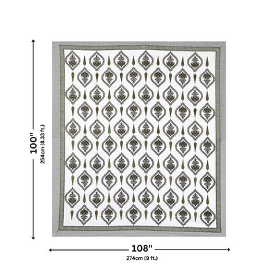 Ogee Medallion Olive Pure Cotton King Size Bedsheet