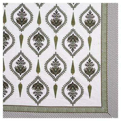 Ogee Medallion Olive Pure Cotton King Size Bedsheet