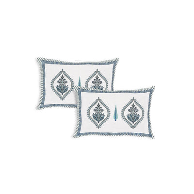 Ogee Medallion Teal Navy Pure Cotton King Size Bedsheet