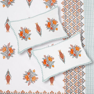 Ogee Medallion Rust Pure Cotton King Size Bedsheet