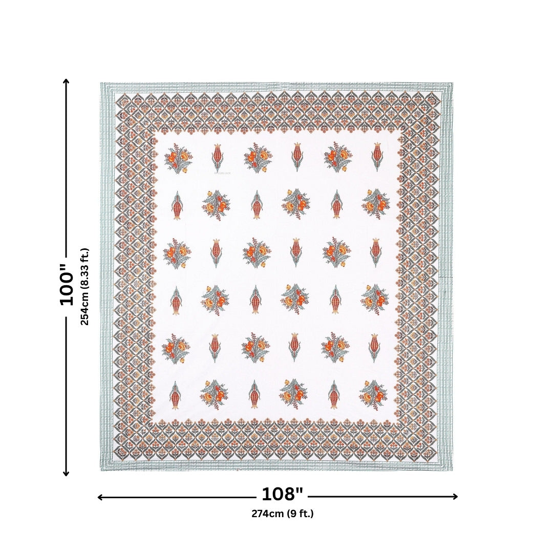Ogee Medallion Rust Pure Cotton King Size Bedsheet