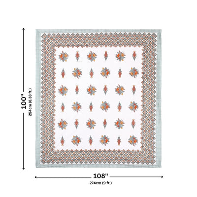 Ogee Medallion Rust Pure Cotton King Size Bedsheet
