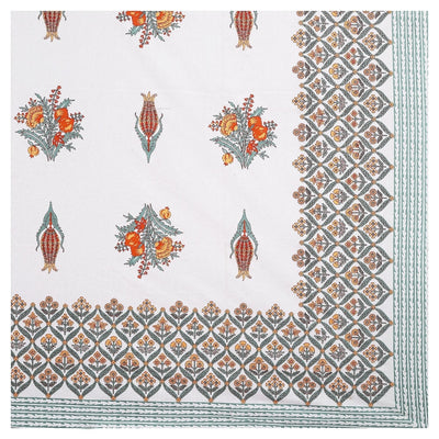 Ogee Medallion Rust Pure Cotton King Size Bedsheet