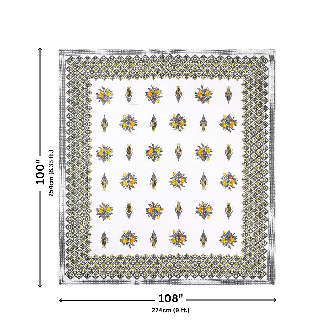 Pomegranate Bouquet Gold Pure Cotton King Size Bedsheet